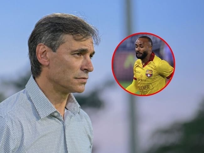 Fabián Bustos, entrenador de Millonarios, y Leonai Souza, jugador brasileño / Composición: Caracol Radio