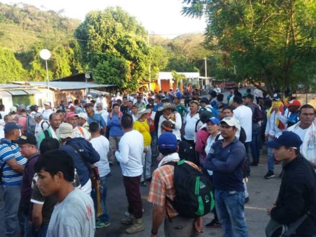 Protesta de arroceros en la vía Cúcuta - Ocaña. 