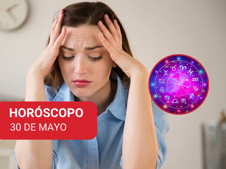Persona manifestando estar agobiada y una ilustración de los signos zodiacales (Fotos vía Getty Images)