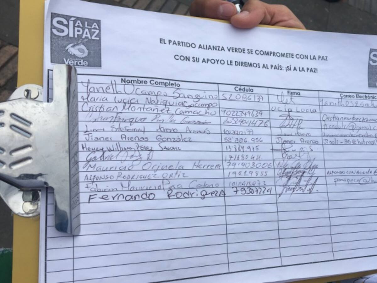Verdes recogerán firmas por el “Sí a la paz”