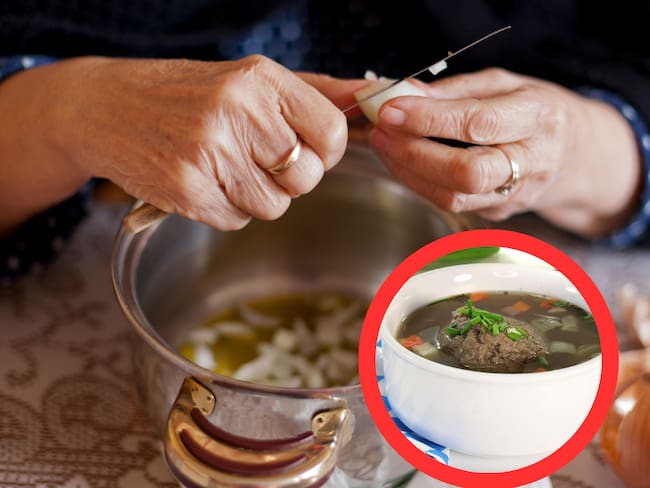 Mujer cocinando y caldo de pajarilla (Getty Images)