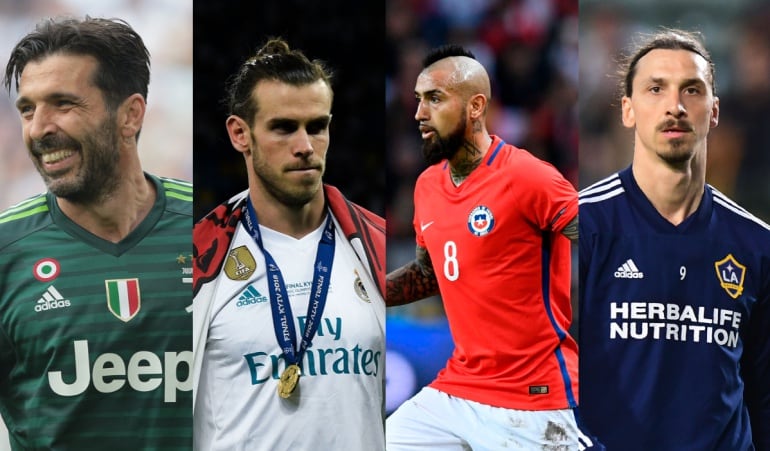Gianluiggi Buffon, Gareth Bale, Arturo Vidal y Zlatan Ibrahimovic.