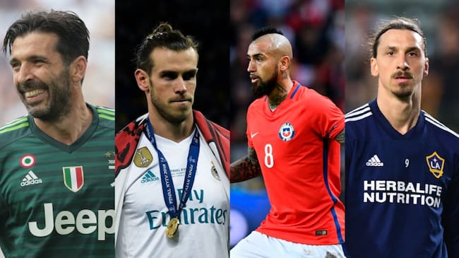 Gianluiggi Buffon, Gareth Bale, Arturo Vidal y Zlatan Ibrahimovic.
