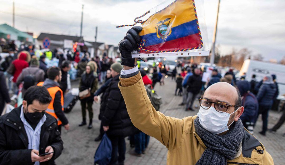 Ecuatoriano en la frontera Ucraniana con Polonia.