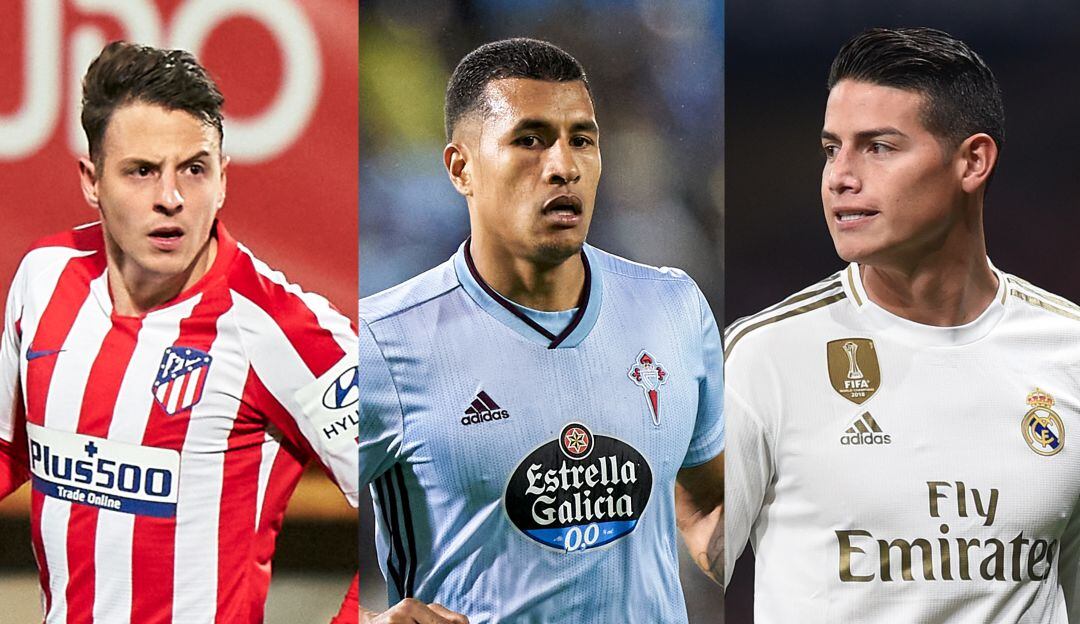 Santiago Arias (izq.), Jeison Murillo (cen.) y James Rodríguez (der.).