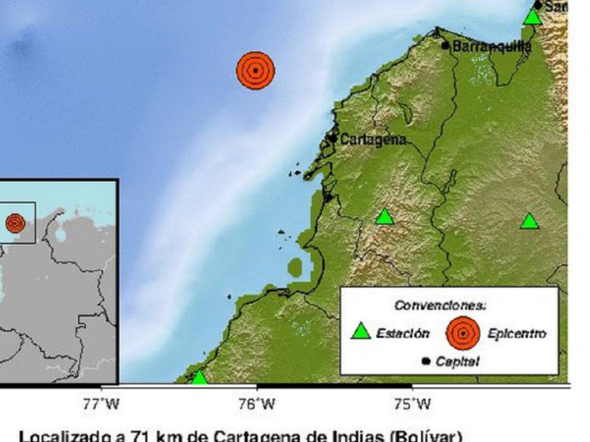 Reportan temblor en aguas del Mar Caribe cerca a Cartagena