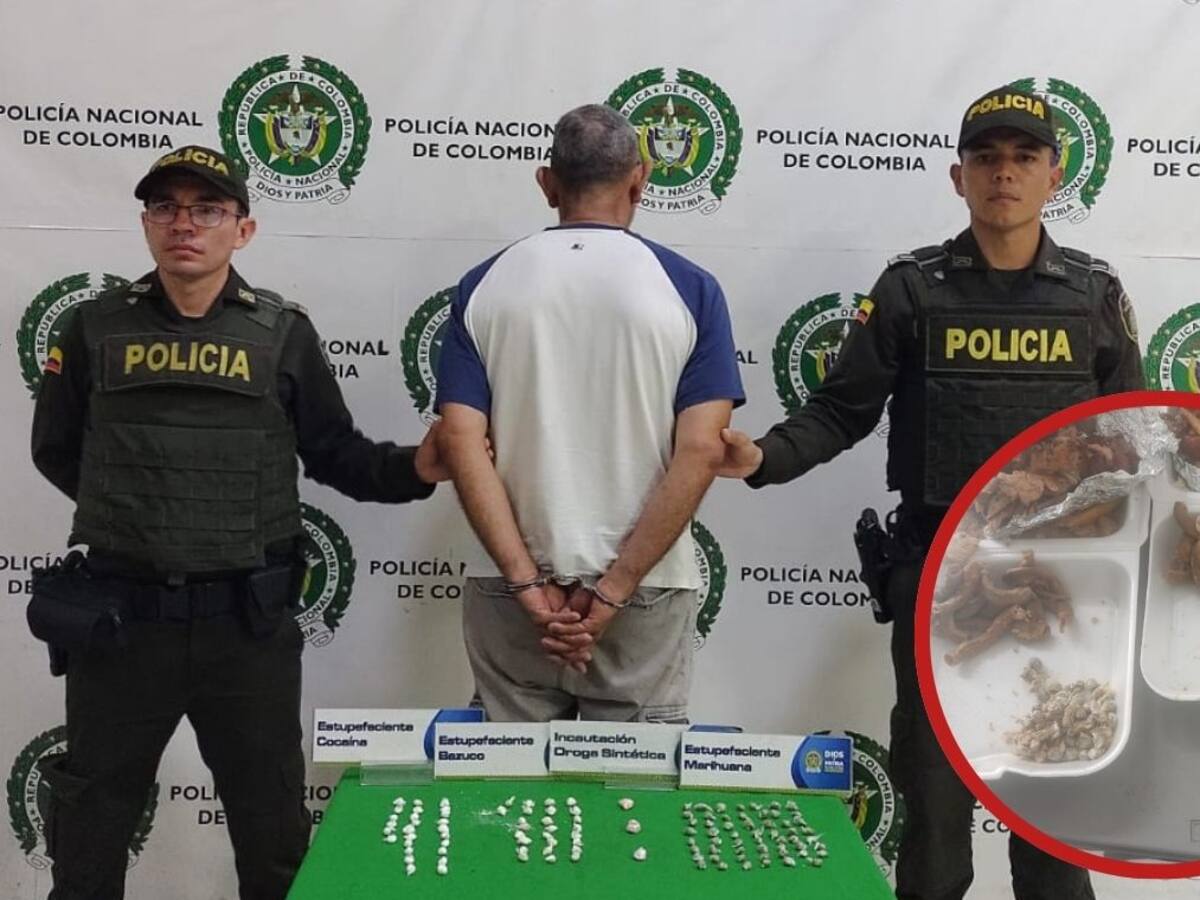 Un hombre entró a una estación de policía de Bucaramanga con drogas camufladas en chunchullas fritas