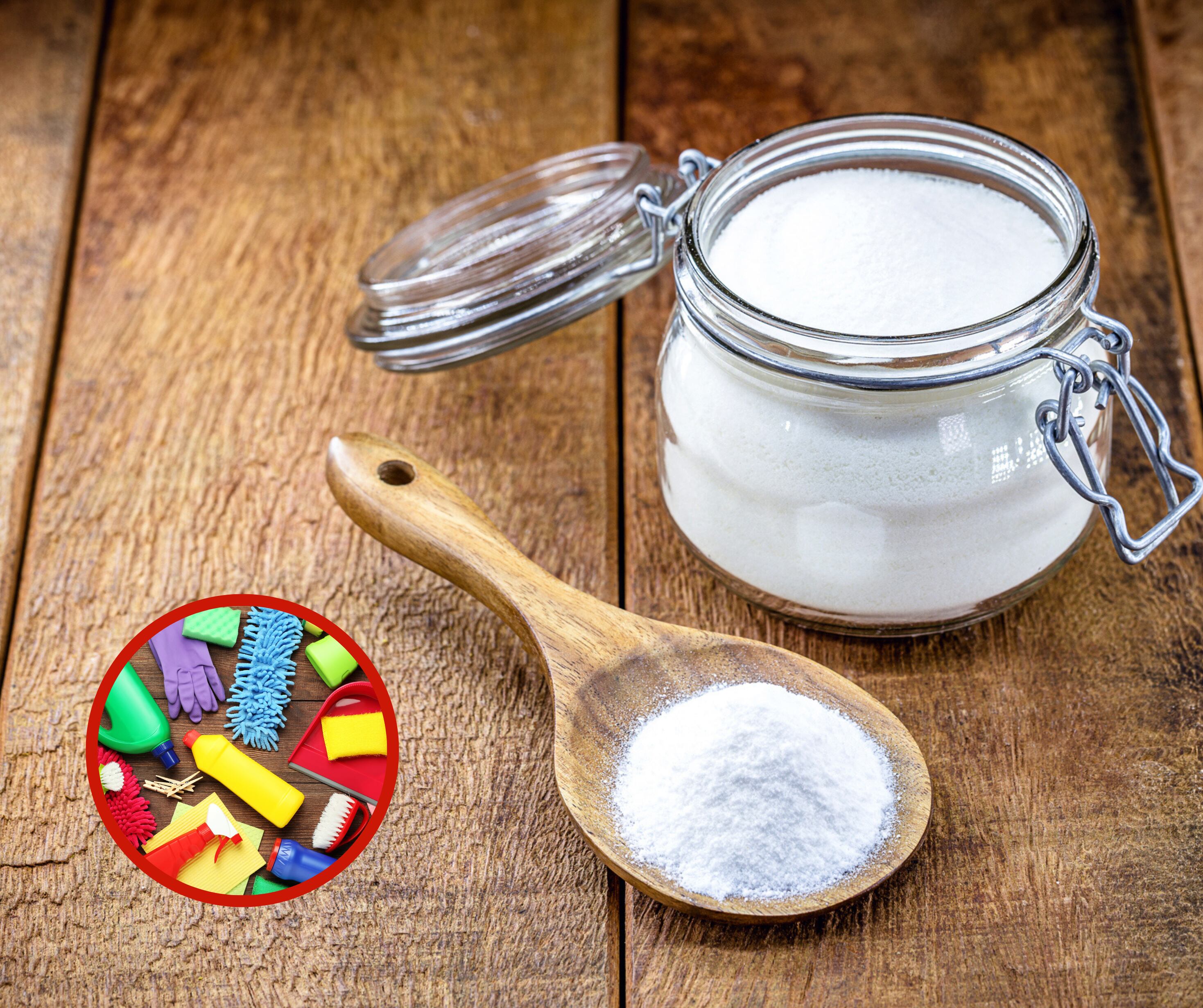 Bicarbonato de sodio junto a productos de limpieza (Fotos vía Getty Images)