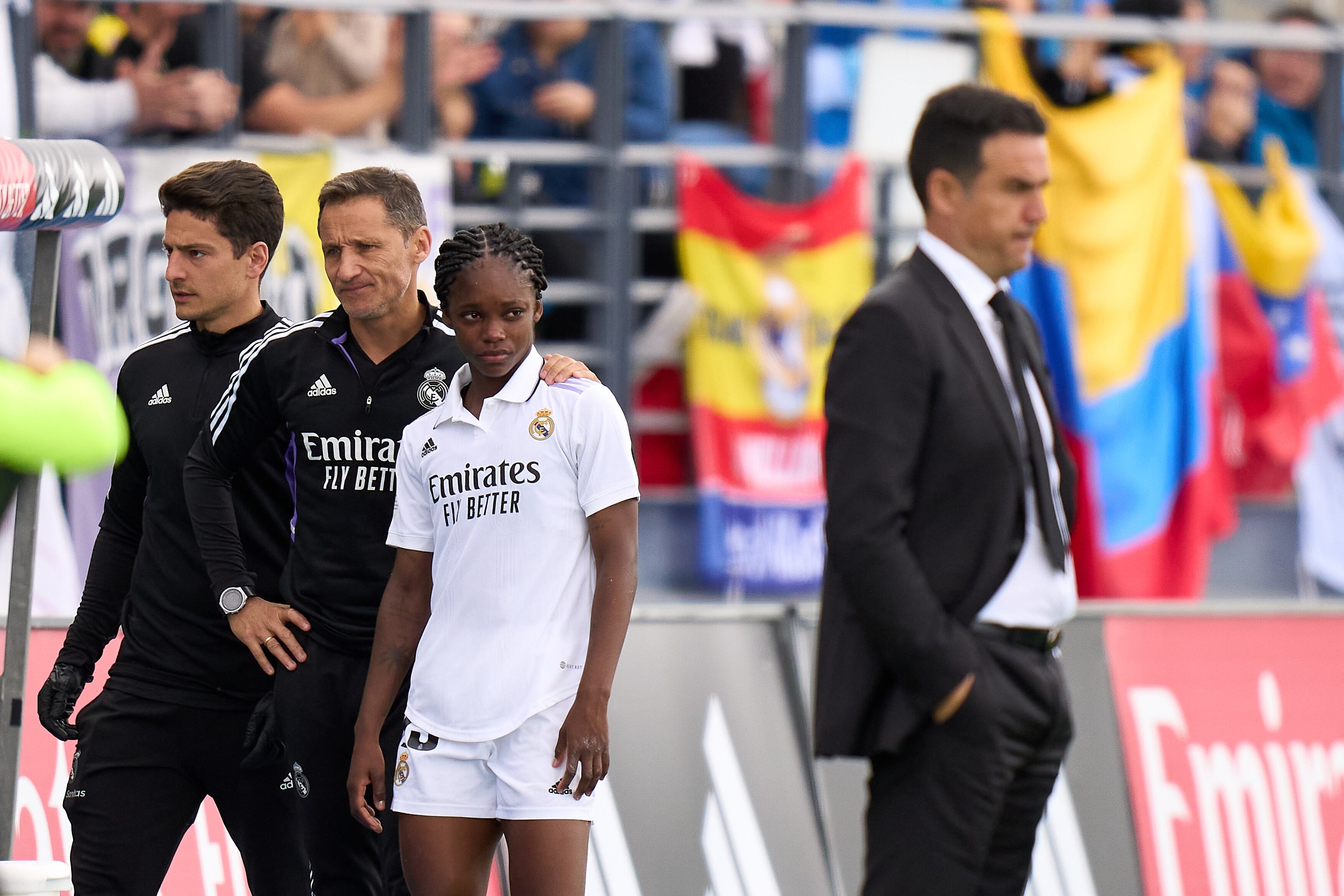 Linda Caicedo salió lesionada en el último partido del Real Madrid. (Photo by Angel Martinez/Getty Images)