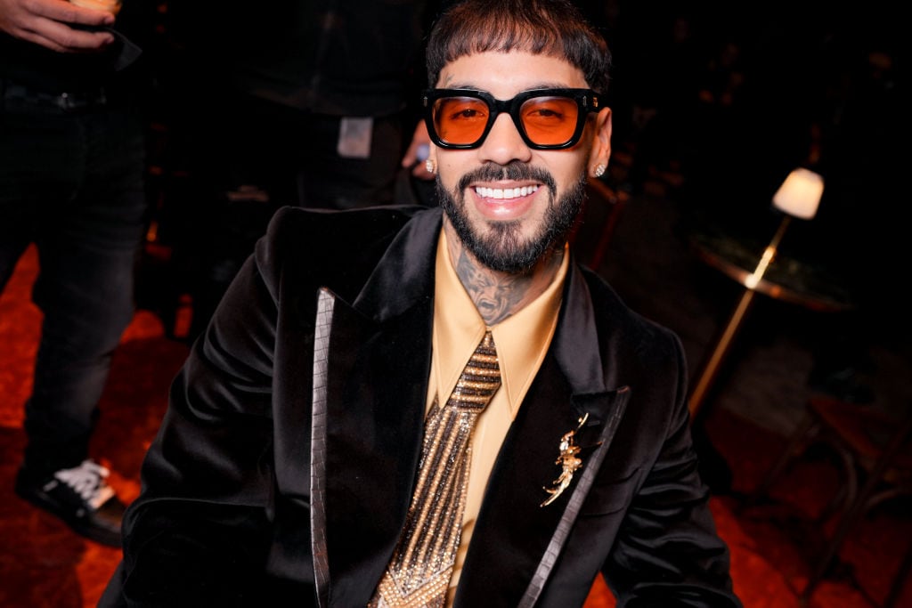 Anuel AA attends the Amiri Menswear Fall-Winter 2025/2026 show as part of Paris Fashion Week on January 23, 2025 in Paris, France. (Photo by Swan Gallet/WWD via Getty Images)