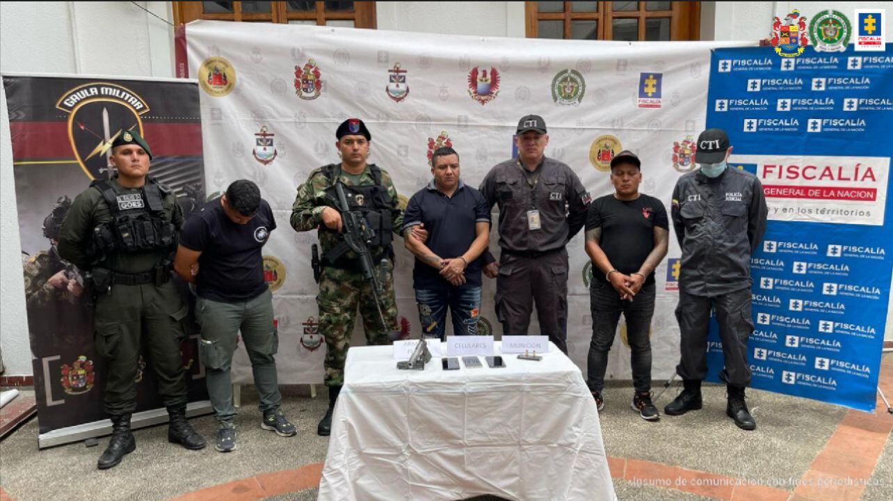 Captura de alias Maicol junto a Ricardo Marrugo Del Toro y Leonardo Zapata Guzmán.