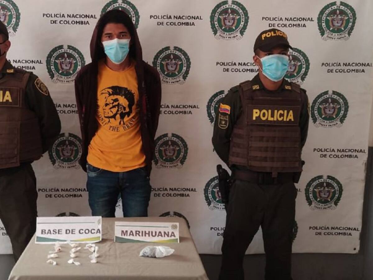 Policía capturó a ‘El Peluca’ con base de coca y marihuana en El Salado