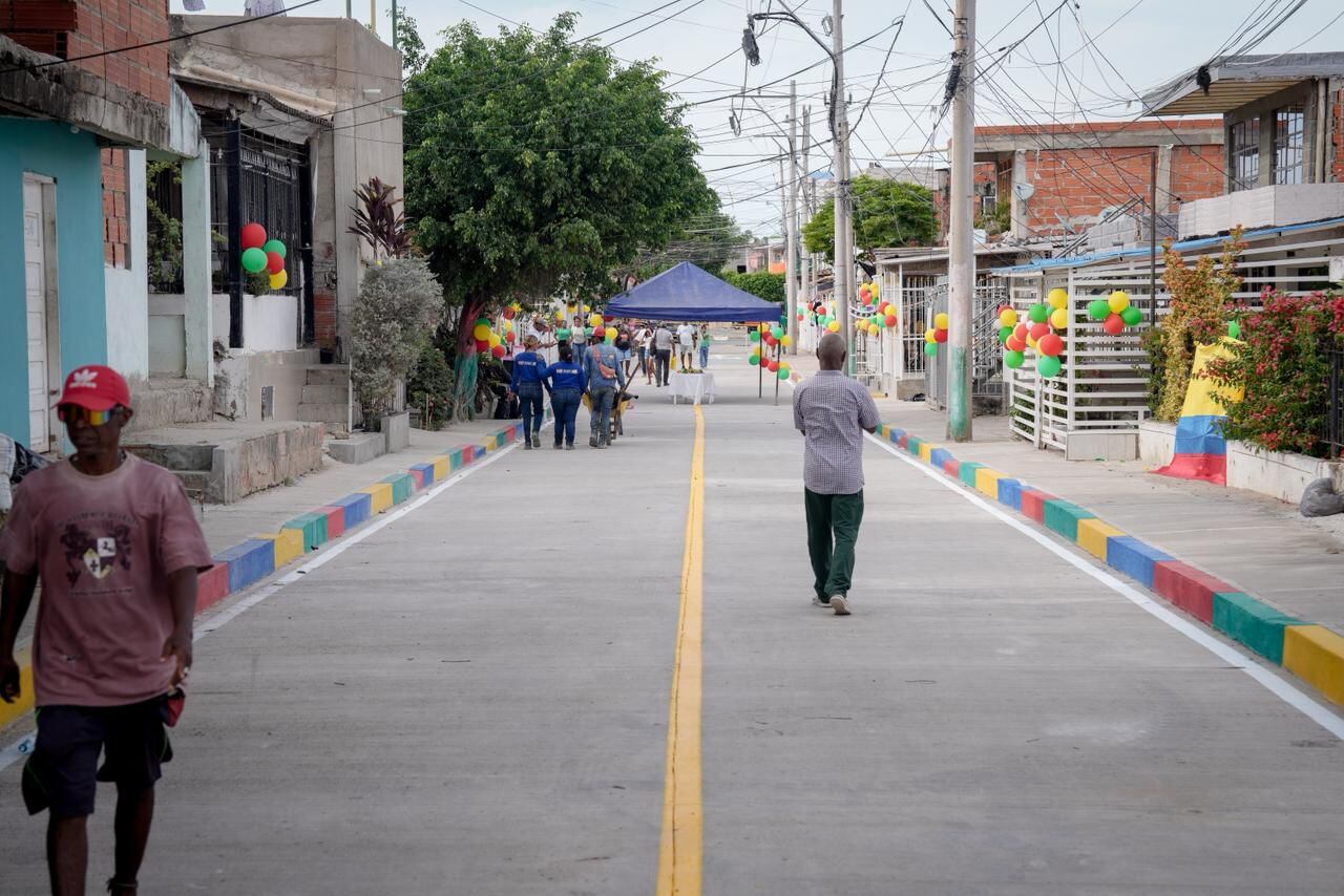 Calle pavimentada en Las Delicias. // Gobernación de Bolívar