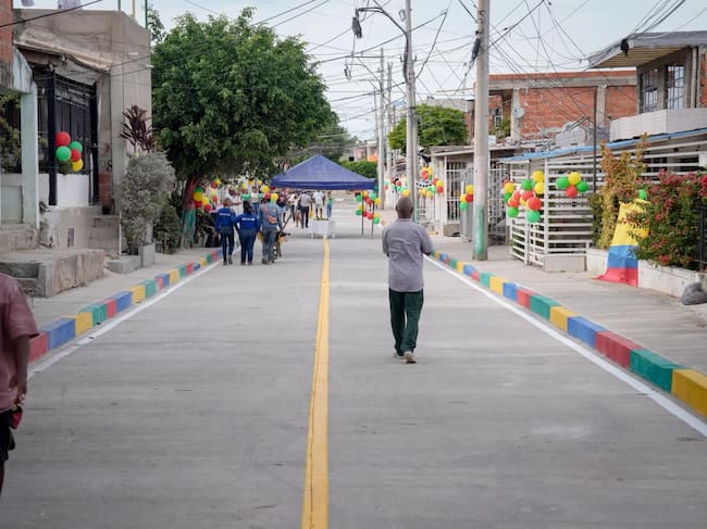 Calle pavimentada en Las Delicias. // Gobernación de Bolívar