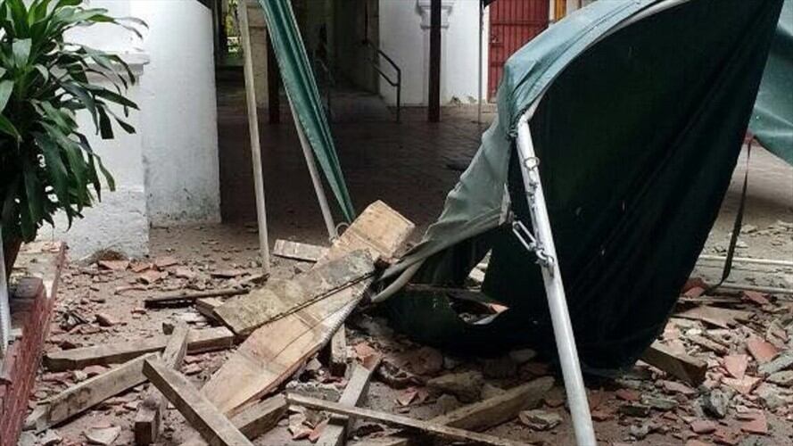 Desplome del techo. Foto: Universidad de Cartagena