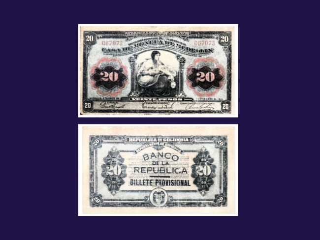 Billete de 20 pesos 1919 Sep. 19, emitido el 21 de julio de 1923.