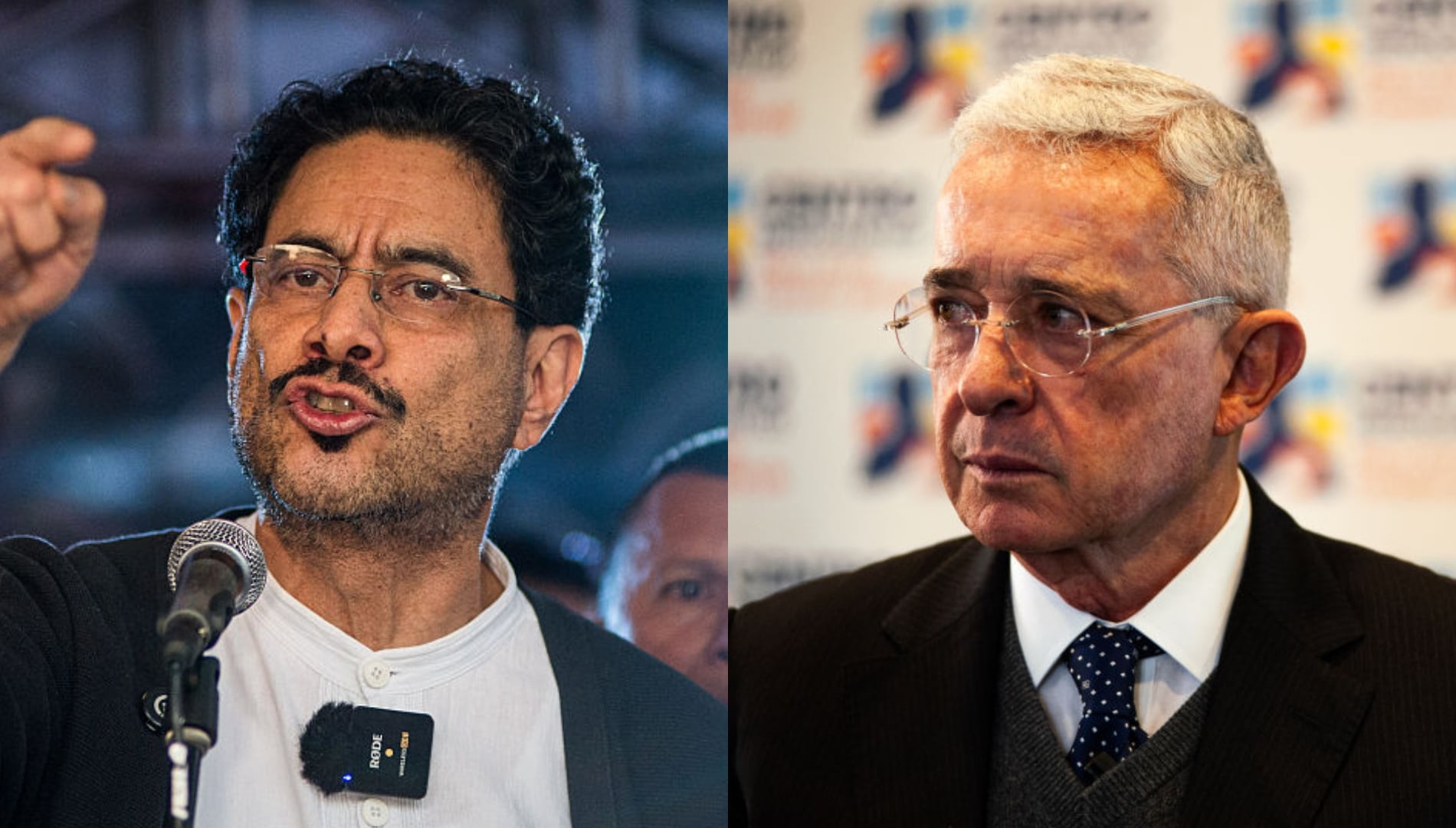 Iván Cepeda y Álvaro Uribe Vélez. Fotos: (Photo by: Sebastian Barros/Long Visual Press/Universal Images Group via Getty Images) / (Photo by Sebastian Barros/NurPhoto via Getty Images)