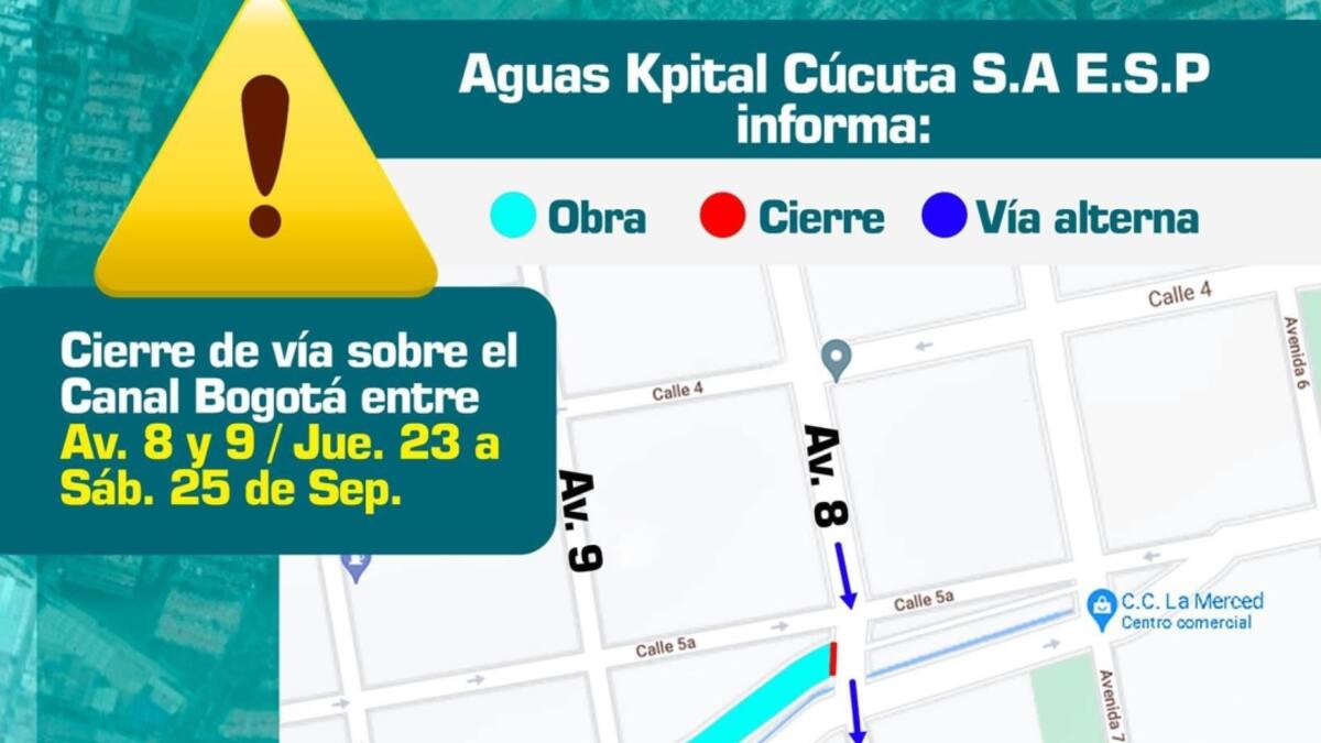 Cierre de vía en Cúcuta por trabajos de acueducto