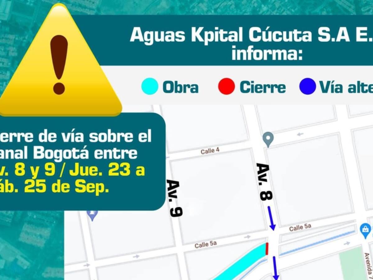 Cierre de vía en Cúcuta por trabajos de acueducto