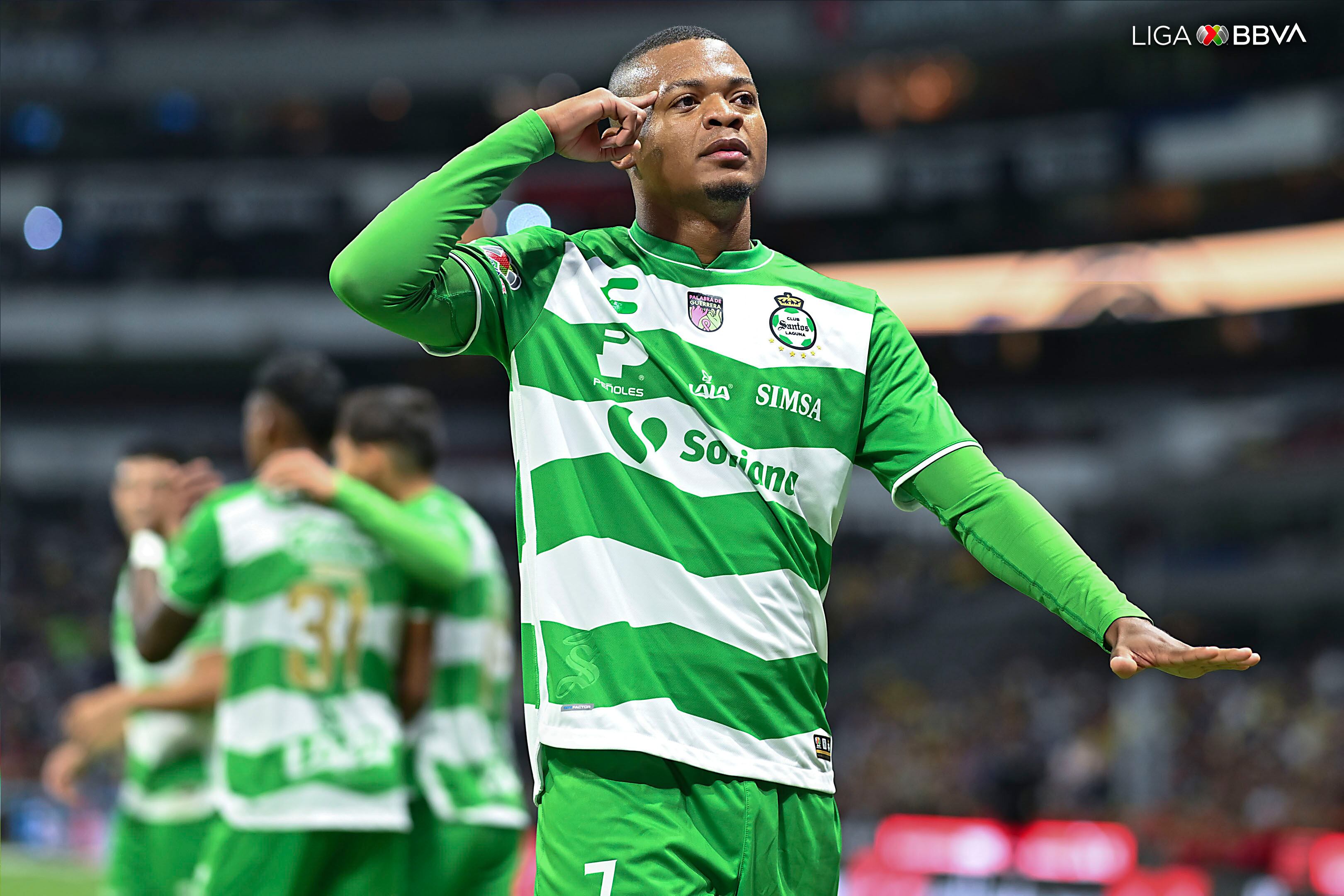 America 4-3 Santos Laguna, Harold Preciado festeja un gol. Vía X: LigaBBVAMX