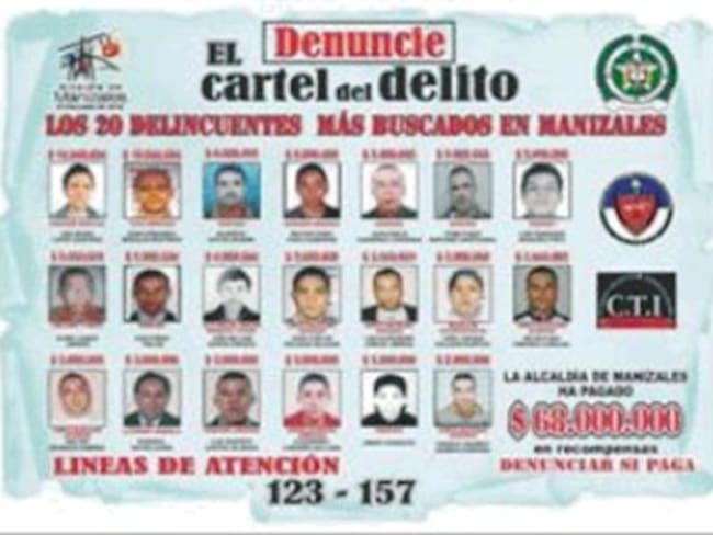 Policía revela los 20 hombres más buscados en Manizales