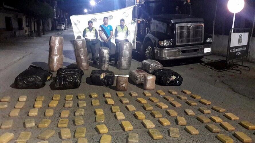Incautan más de media tonelada de marihuana en Candelaria, Valle del Cauca. Foto: Policía Nacional