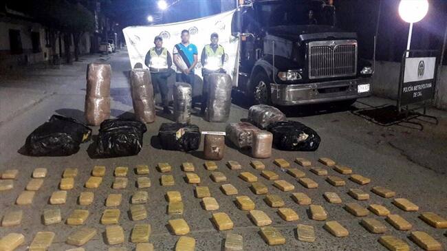 Incautan más de media tonelada de marihuana en Candelaria, Valle del Cauca. Foto: Policía Nacional