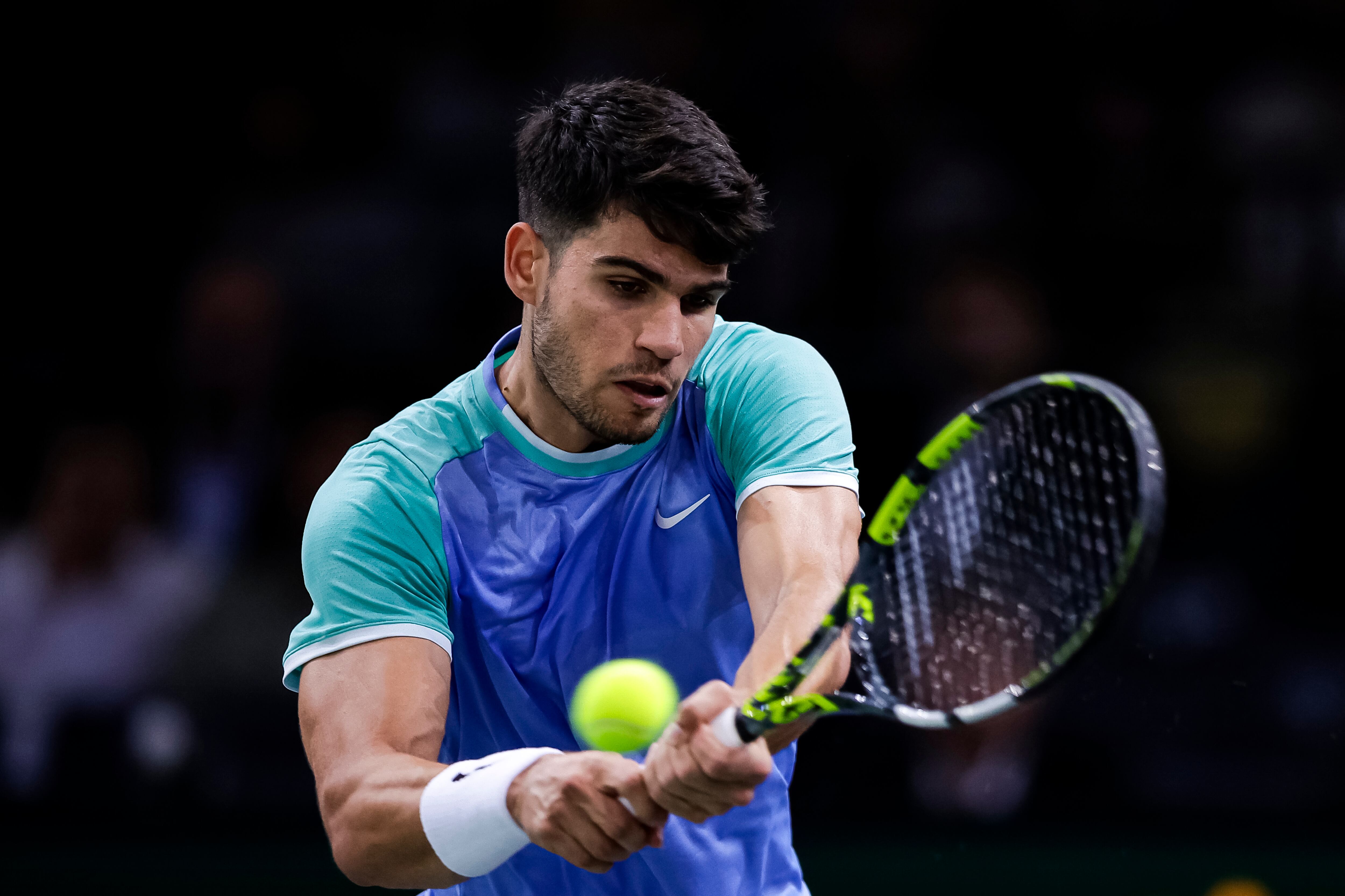 Carlos Alcaraz en su duelo ante Ugo Humbert. (Photo by Antonio Borga/Eurasia Sport Images/Getty Images)