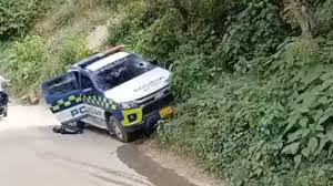 Patrulla de la policía fue atacada a disparos en Buriticá, Antioquia. Foto: Cortesía.