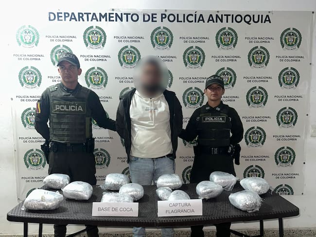 Capturado con 25 kg de cocaína en Yarumal- foto policía Antioquia