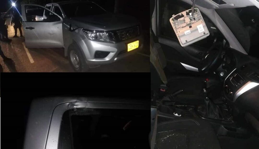 Vehiculo afectado por atentado