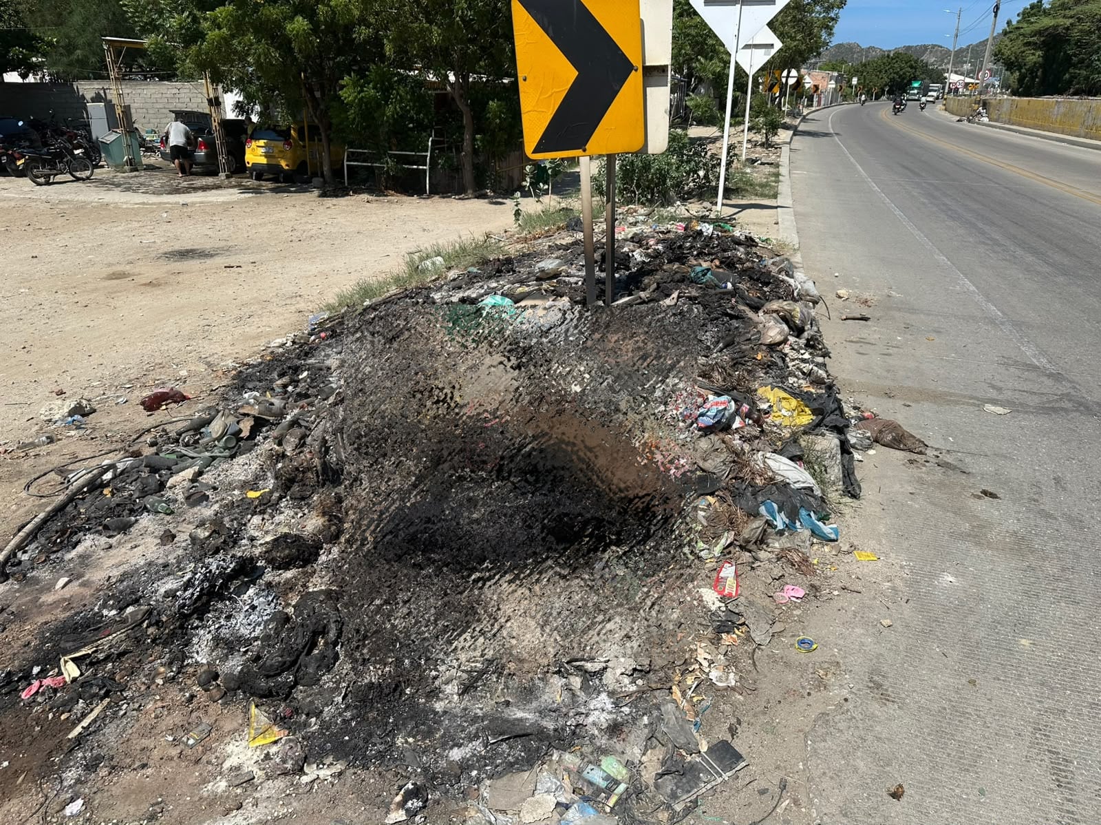 Policía investiga hallazgo de tres perros calcinados en la vía Alterna de Santa Marta. Foto: Caracol Radio