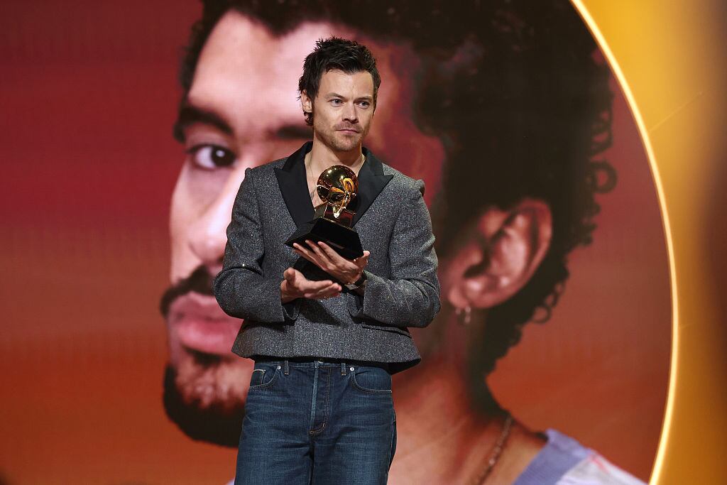 LOS ANGELES, CALIFORNIA - FEBRUARY 01: Harry Styles speaks onstage during the 68th GRAMMY Awards at Crypto.com Arena on February 01, 2026 in Los Angeles, California. (Photo by Kevin Mazur/Getty Images for The Recording Academy)