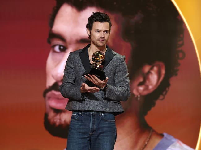 LOS ANGELES, CALIFORNIA - FEBRUARY 01: Harry Styles speaks onstage during the 68th GRAMMY Awards at Crypto.com Arena on February 01, 2026 in Los Angeles, California. (Photo by Kevin Mazur/Getty Images for The Recording Academy)