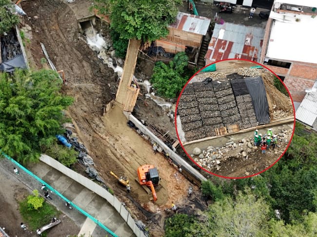Foto: (quebrada La Aguadita), en el círculo (obras en Altavista) -cortesía.