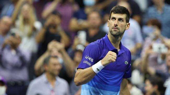 Djokovic festeja su clasificación a semifinales del US Open