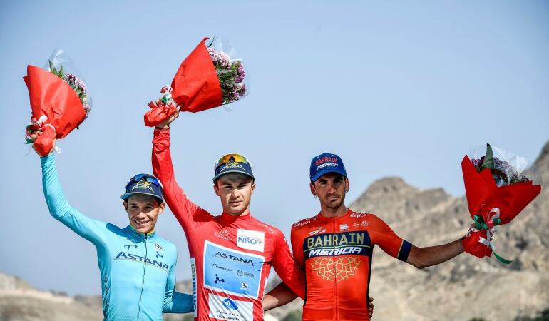 Miguel Ángel López (izq) Lutsenko (centro) Gorka Izagirre (der)