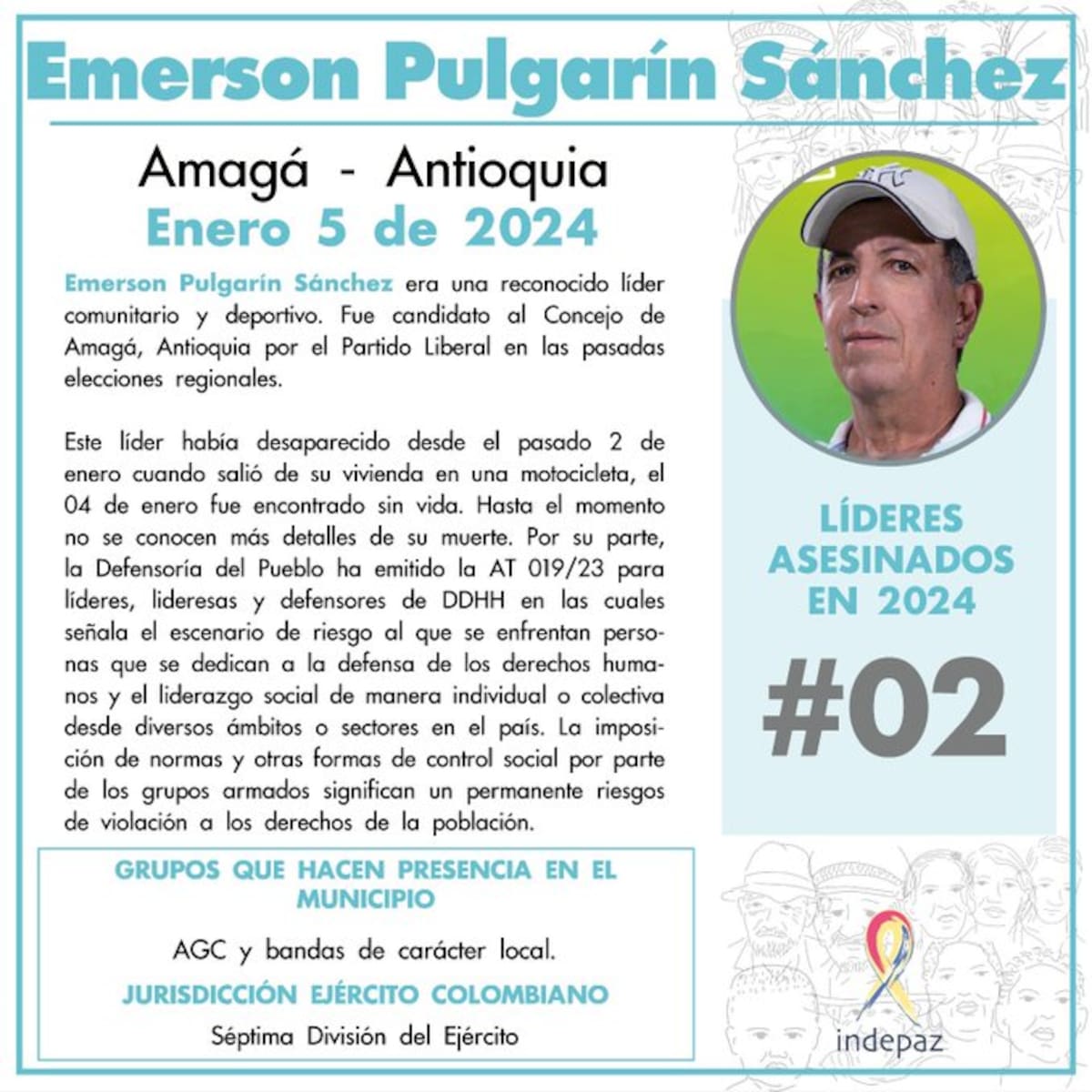Aprehendido presunto responsable del homicidio del líder social Emerson Pulgarín