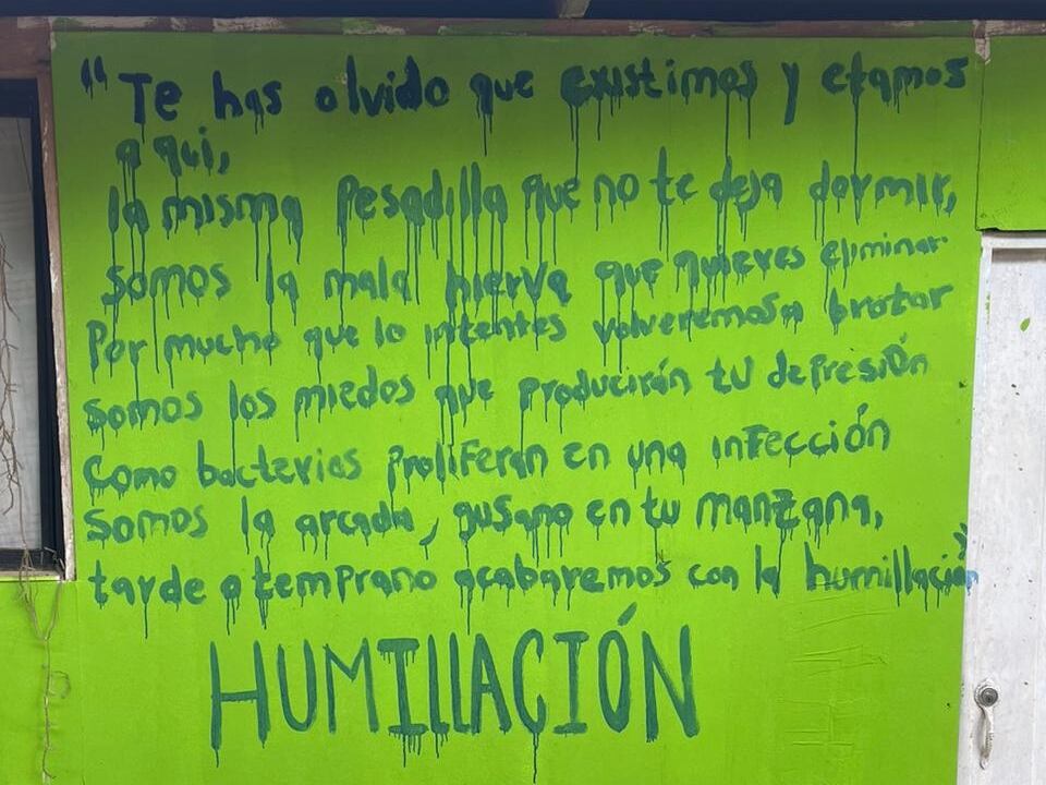 Grafiti en el ETCR Carrizales. Foto: Cortesía