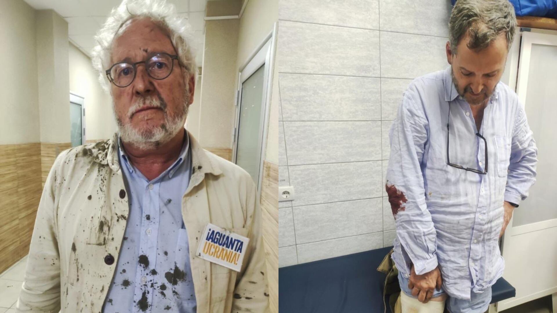 Héctor Abad Faiolince y Setgio Jaramillo después del ataque en Ucrania