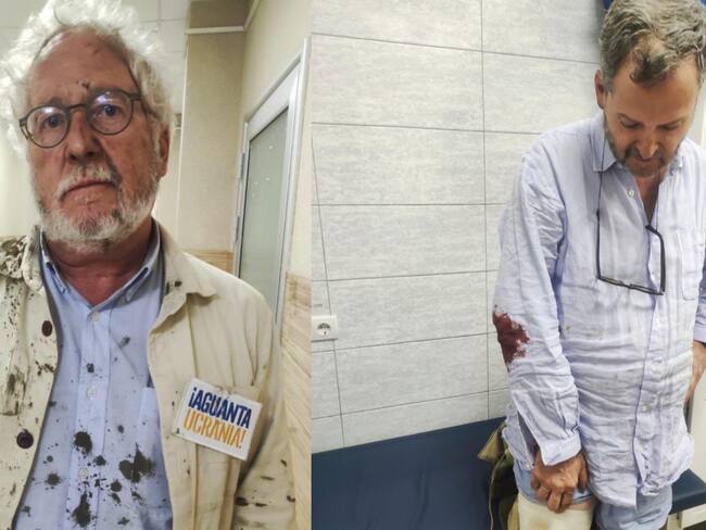 Héctor Abad Faiolince y Setgio Jaramillo después del ataque en Ucrania