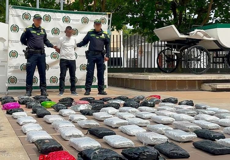 Capturado sujeto con más de 80 paquetes de marihuana avaluados en 200 millones de pesos