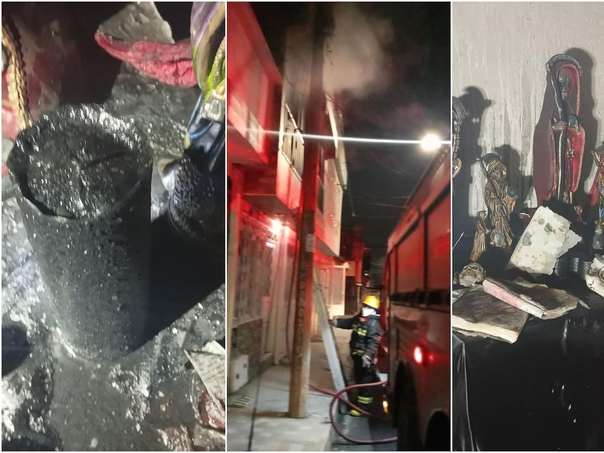 Libros de rezos, velones y estatuas se encontraron en un incendio en Ibagué