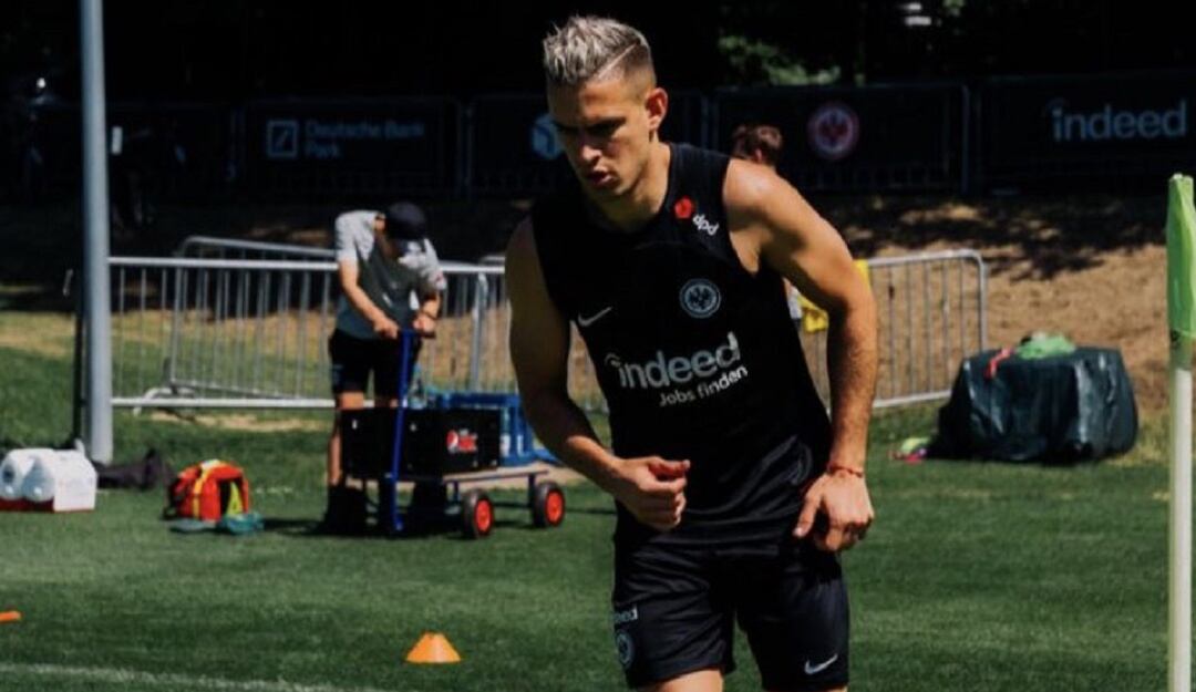 Rafael Santos Borré en su primer día de pretemporada.