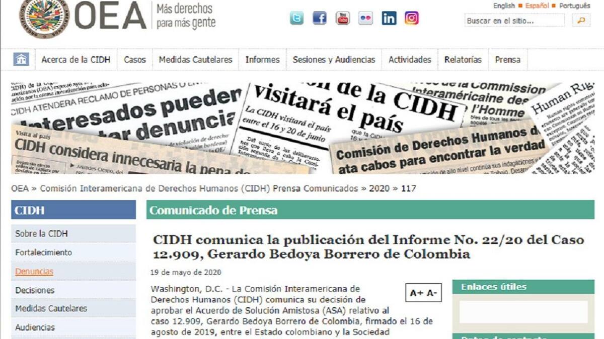CIDH aprueba acuerdo de reparación por muerte del periodista Gerardo Bedoya