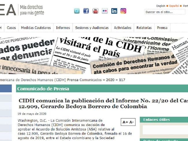 CIDH aprueba acuerdo de reparación por muerte del periodista Gerardo Bedoya