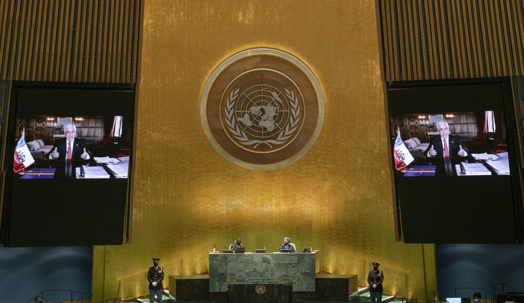 Presentación del discurso del presidente chileno Sebastián Piñera ante la Asamblea General de Naciones Unidas.