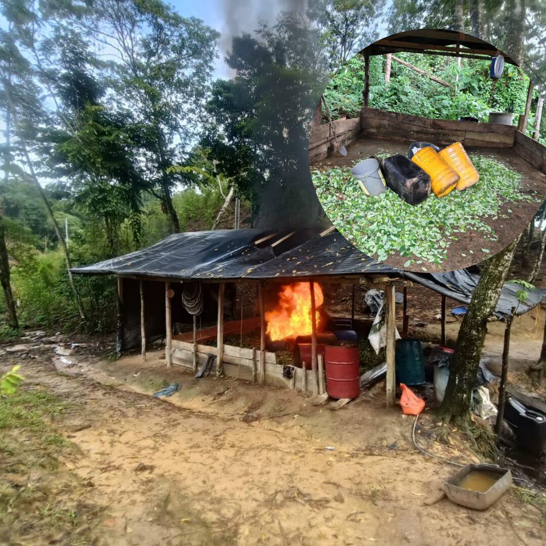 Laboratorios de pasta base de coca destruidos - fotos Brigada 11 del Ejército