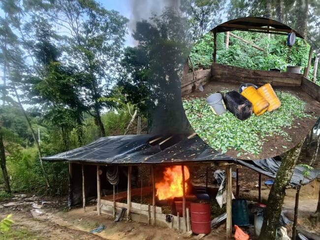 Laboratorios de pasta base de coca destruidos - fotos Brigada 11 del Ejército