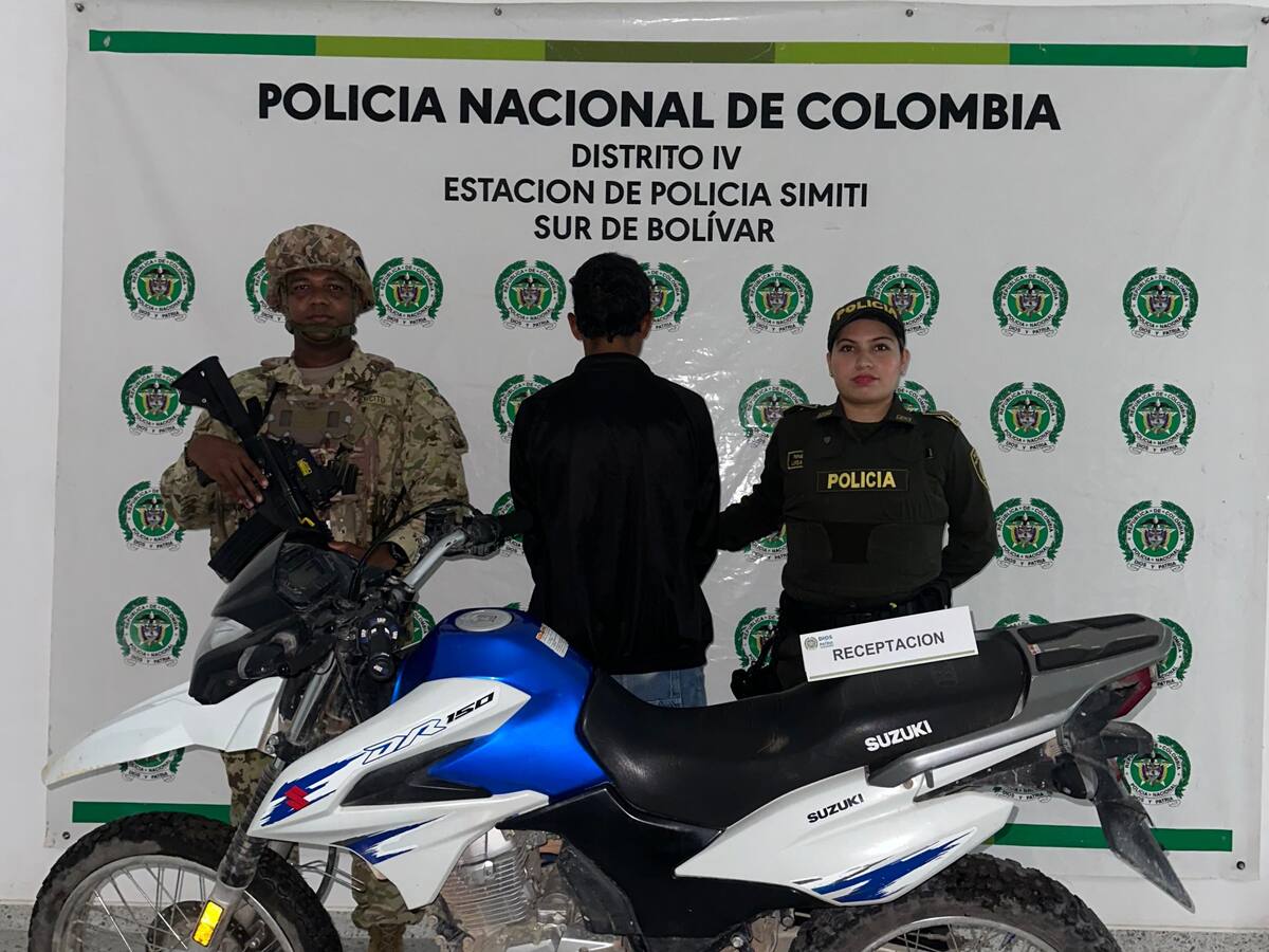 Capturado hombre en Simití- Bolívar por movilizarse en moto robada